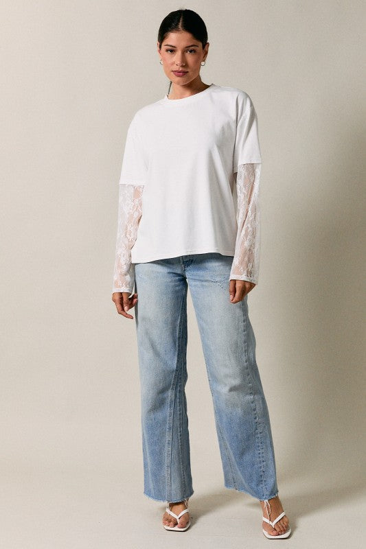Oversized Lace Sleeves Tee