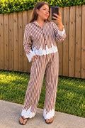 STRIPE CROCHET BLOUSE SET