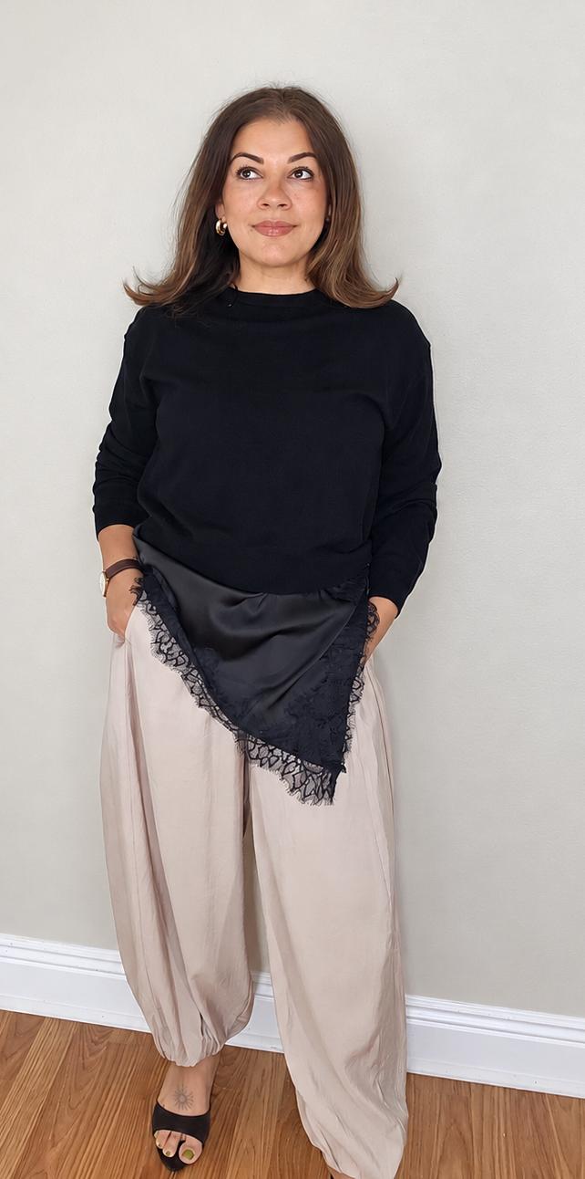SATIN AND LACE SWEATER